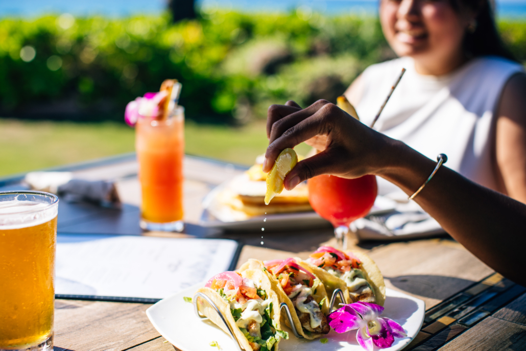 Castaway Cafe at Maui Kaanapli Villas shrimp tacos